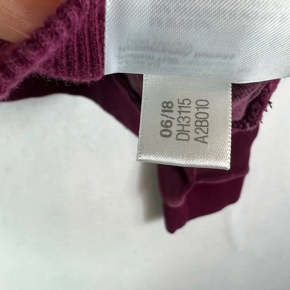 adidas Originals Cropped Velour Hoodie in Maroon/Burgundy Sz S - Picture 12 of 12